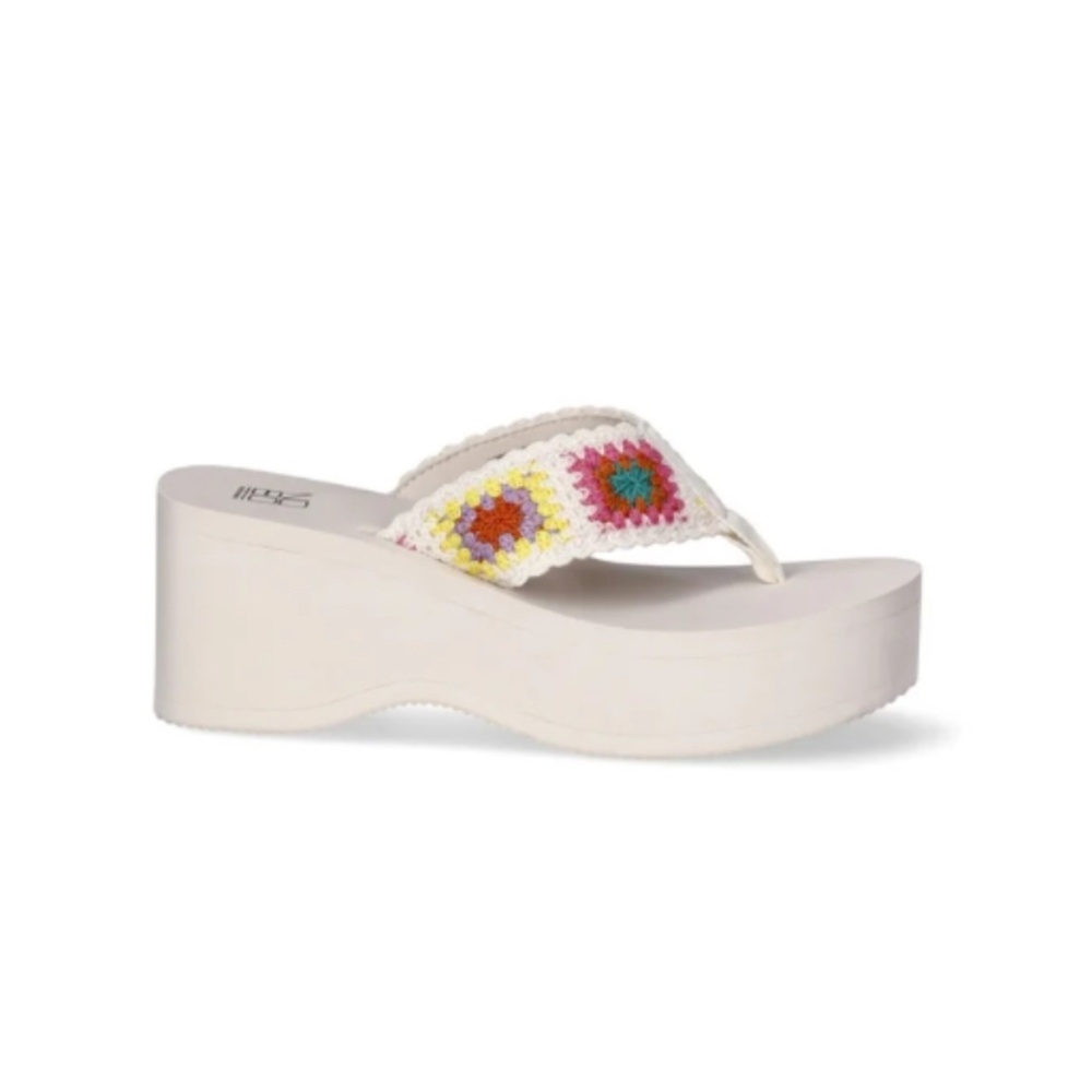 No Bo Women's Mid-Heel Platform Thong Wedge Sandals